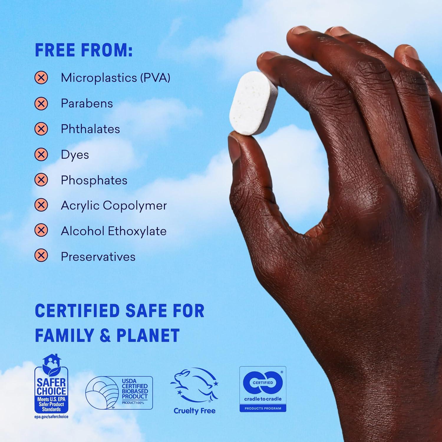 image:imageBLUELAND 100 PlasticFree Dishwasher Detergent Tablets 120 Count Free amp Clear EcoFriendly Dishwashing Pods Natural USDA Certified biobasedFragrance Free