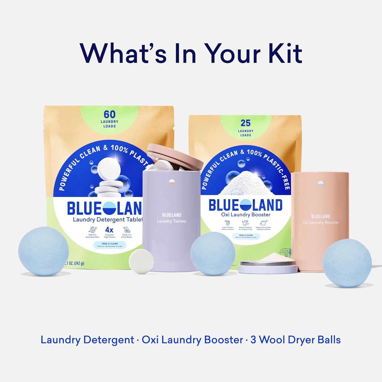 image:imageBLUELAND Laundry Detergent Tablets 36 Count PlasticFree EcoFriendly Pods Sheets Liquid Alternative Fragrance Free and Clear Natural GentleFragrance Free
