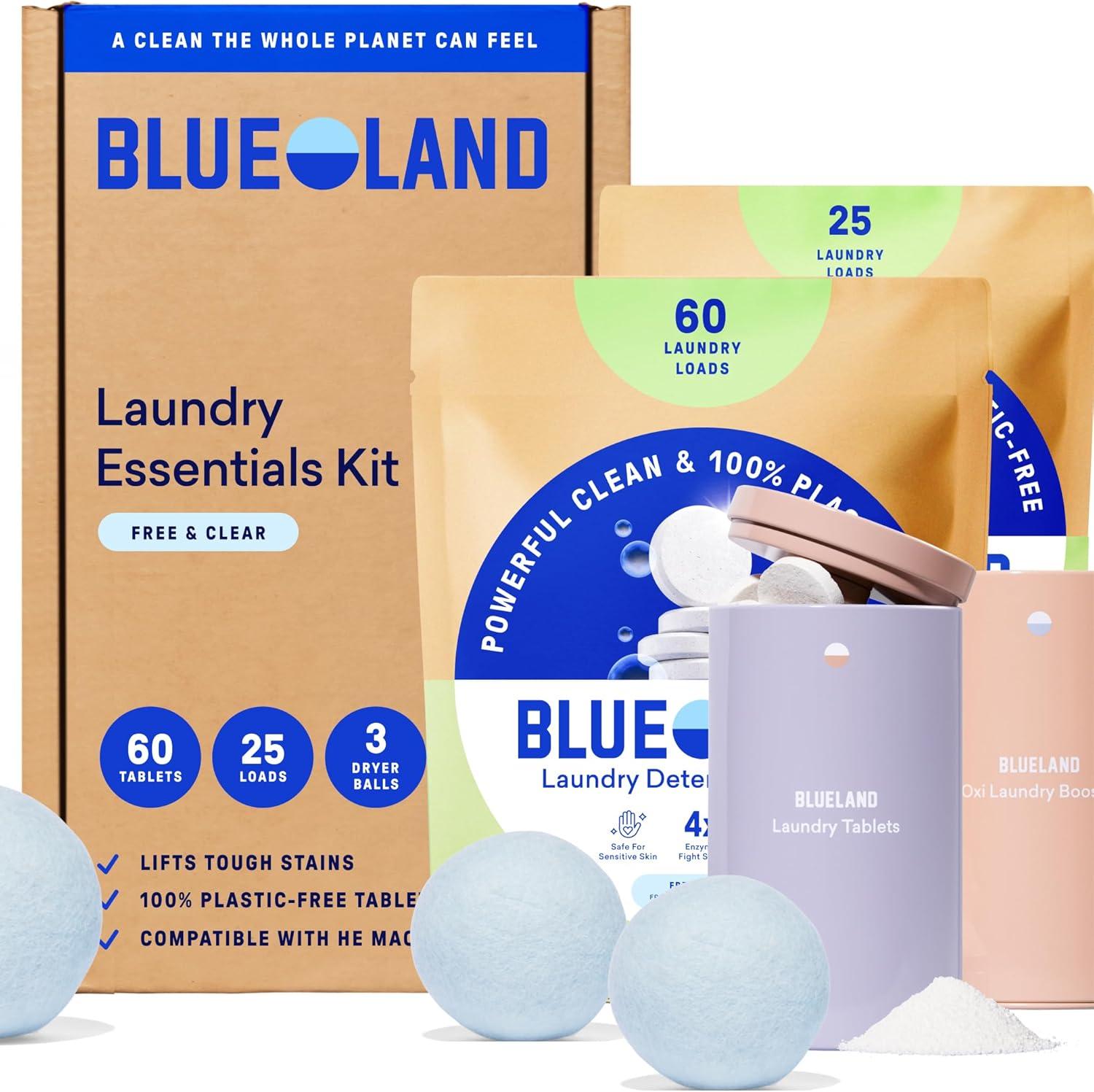 image:imageBLUELAND Laundry Detergent Tablets 36 Count PlasticFree EcoFriendly Pods Sheets Liquid Alternative Fragrance Free and Clear Natural GentleFragrance Free