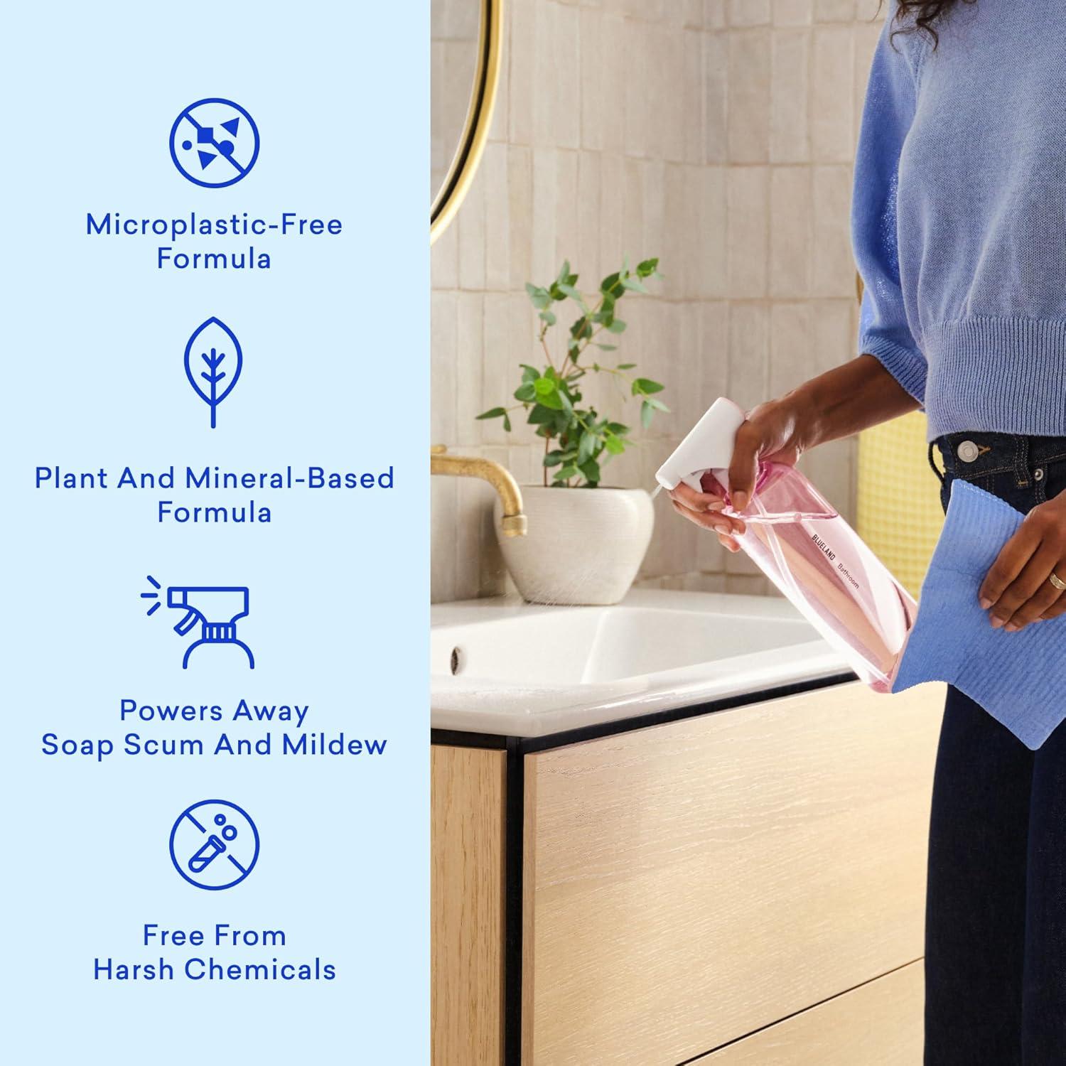 image:imageBLUELAND Bathroom Cleaner 4Pack Refill Eucalyptus Mint Scent EcoFriendly Cleaning Supplies 4 x 24 Fl oz10 Tablets