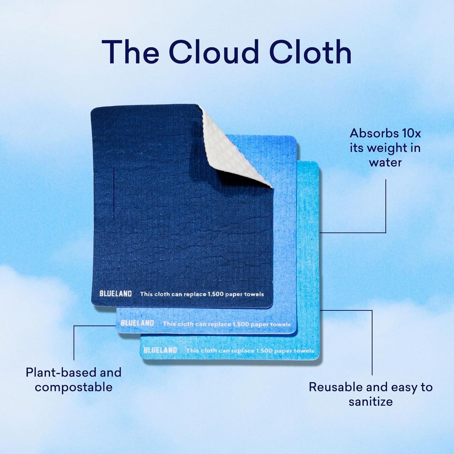 image:imageBLUELAND Cloud Cloth 3Pack Reuseable Paper Towel Replacement Natural Swedish Dish Kitchen Sponge3 Pack