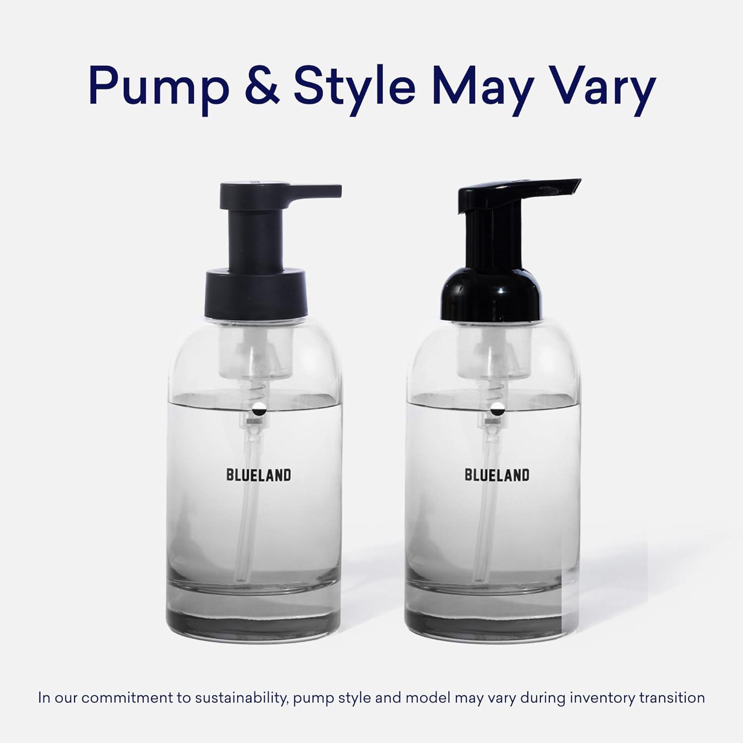 image:imageBLUELAND Hand Soap Starter Set 1 Refillable Glass Foaming Hand Soap Dispenser in Slate with 4 Refill Tablets Variety Scents 4 x 9 Fl ozSlate Duo Variety