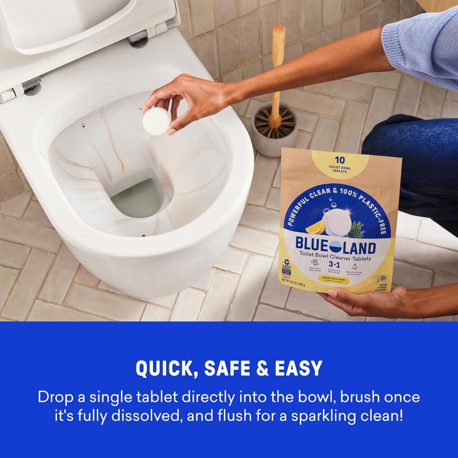 image:imageBLUELAND Toilet Bowl Cleaner Tablets Starter Set 14 Count with Tin Peppermint Eucalyptus PlasticFree No Harsh Chemicals PlantBasedPeppermint Eucalyptus