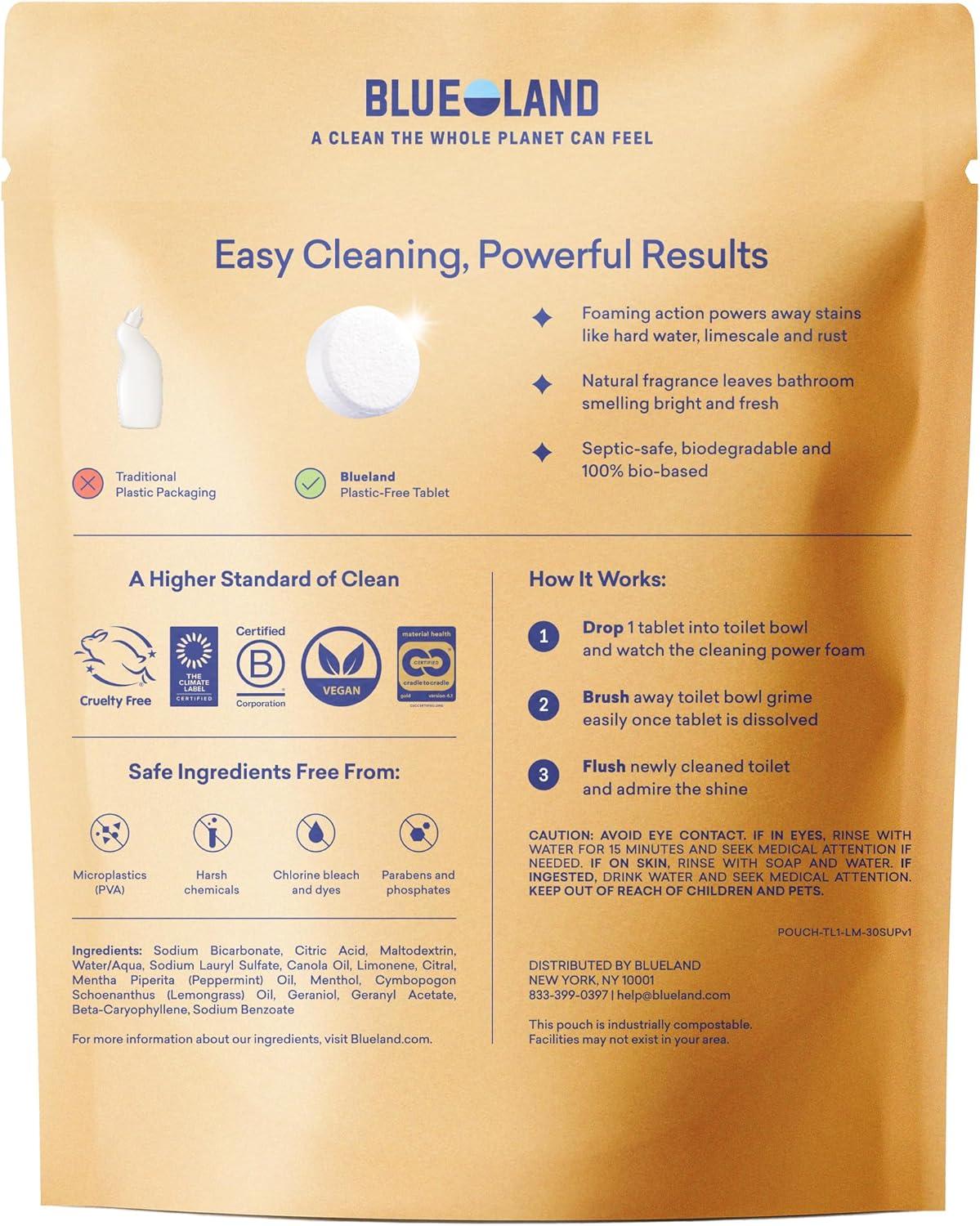 image:imageBLUELAND Toilet Bowl Cleaner Tablets Starter Set 14 Count with Tin Peppermint Eucalyptus PlasticFree No Harsh Chemicals PlantBasedPeppermint Eucalyptus