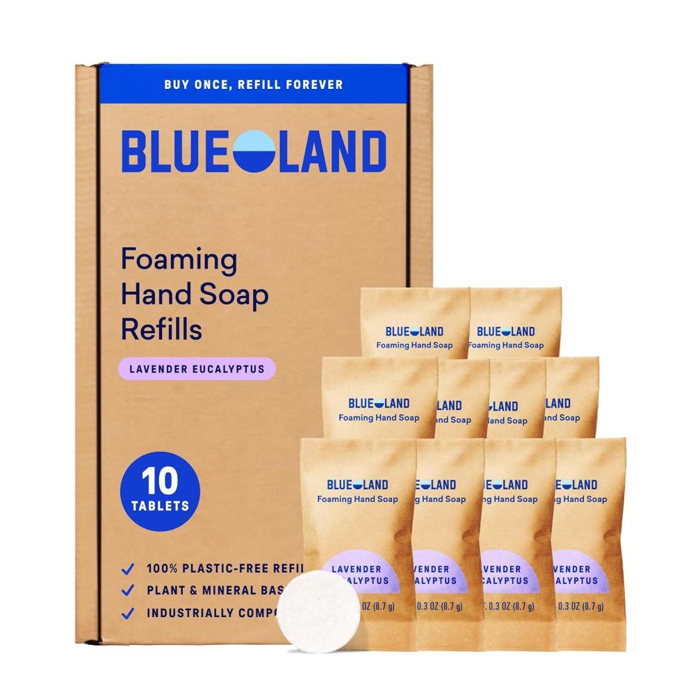 image:imageBLUELAND Foaming Hand Soap Refill Tablets 10Pack Iris Agave Scent Eco Friendly Cleaning Products 10 x 9 Fl ozLavender Eucalpytus