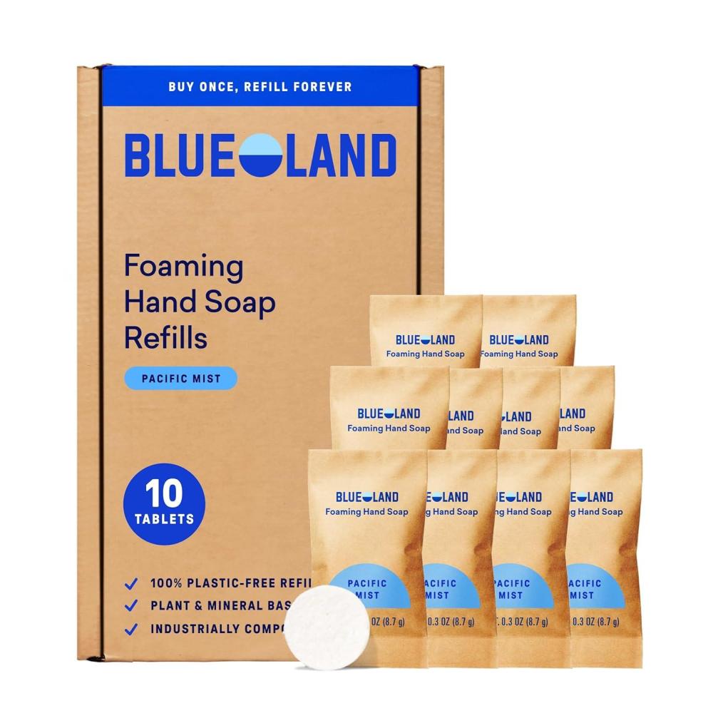 image:imageBLUELAND Foaming Hand Soap Refill Tablets 10Pack Iris Agave Scent Eco Friendly Cleaning Products 10 x 9 Fl ozPacific Mist