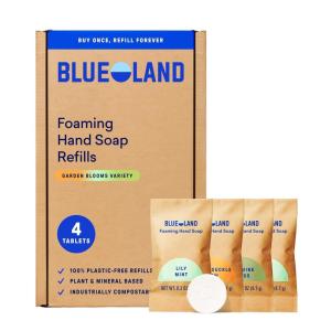 BLUELAND Foaming Hand Soap Refill Tablets, 10-Pack, Iris Agave Scent, Eco Friendly Cleaning Products, 10 x 9 Fl oz(Garden Blooms)
