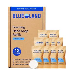 BLUELAND Foaming Hand Soap Refill Tablets, 10-Pack, Iris Agave Scent, Eco Friendly Cleaning Products, 10 x 9 Fl oz(Pacific Mist)