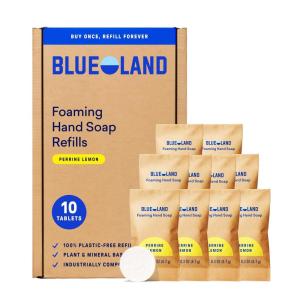 BLUELAND Foaming Hand Soap Refill Tablets, 10-Pack, Iris Agave Scent, Eco Friendly Cleaning Products, 10 x 9 Fl oz(Perrine Lemon)