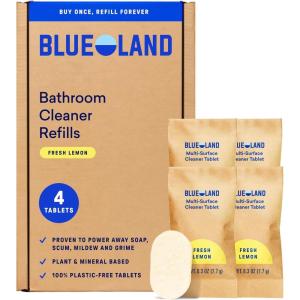 BLUELAND Multi-surface Cleaner, 4-Pack Refill, Fresh Lemon Scent, All-Purpose, Eco-Friendly Cleaning Supplies, 4 x 24 Fl oz(4 Pack)