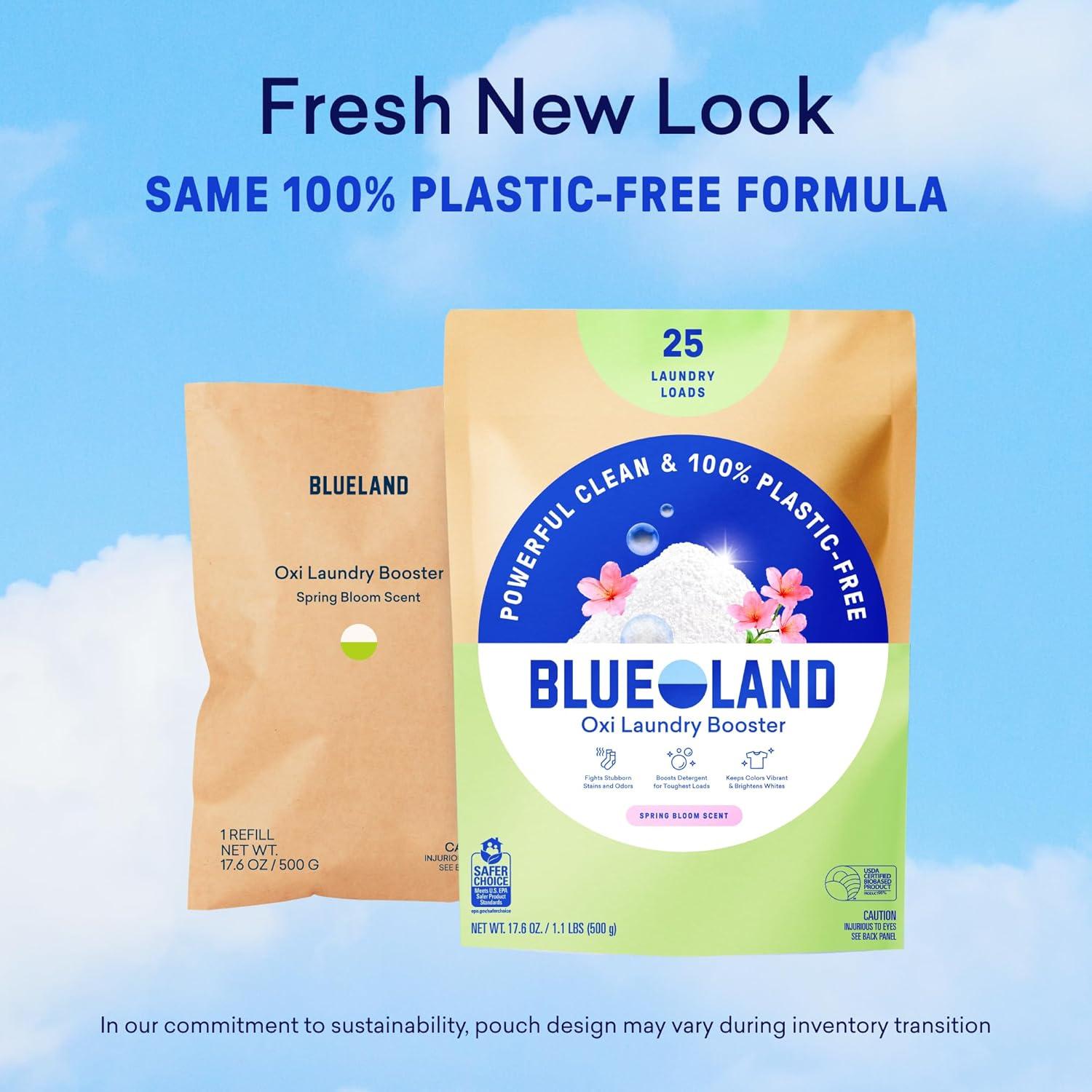 image:imageBLUELAND Oxi Laundry Booster Powder with Tin Starter Set Spring Bloom Scent 25 Loads 176 oz PlasticFree Eco Friendly Oxy Cleaner Stain RemoverSpring Bloom