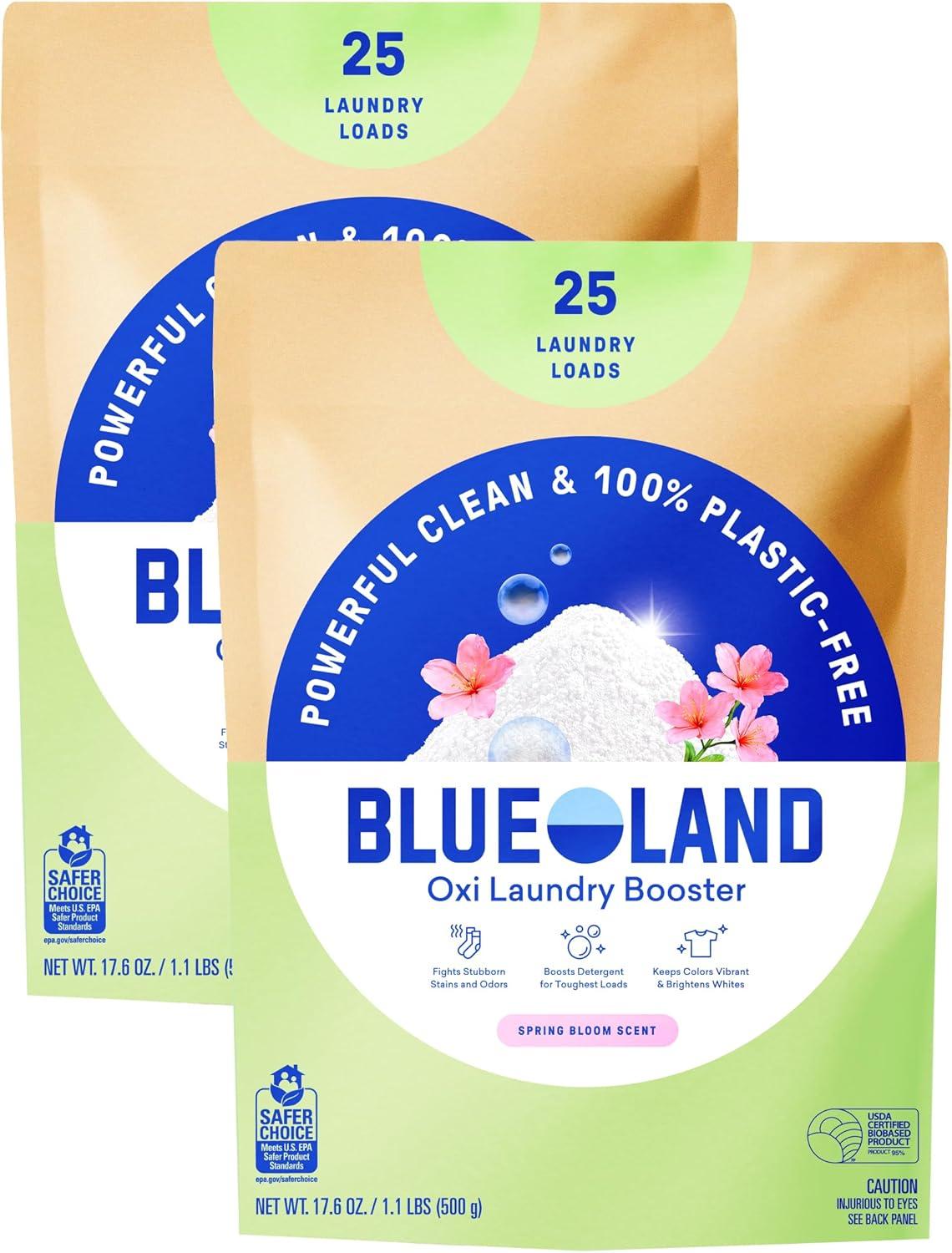 image:imageBLUELAND Oxi Laundry Booster Powder with Tin Starter Set Spring Bloom Scent 25 Loads 176 oz PlasticFree Eco Friendly Oxy Cleaner Stain RemoverSpring Bloom